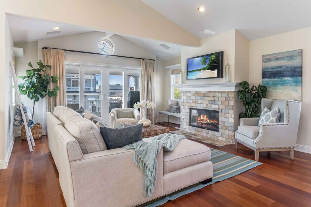 Warm and inviting living room at 3306 Highland Ave Hermosa Beach